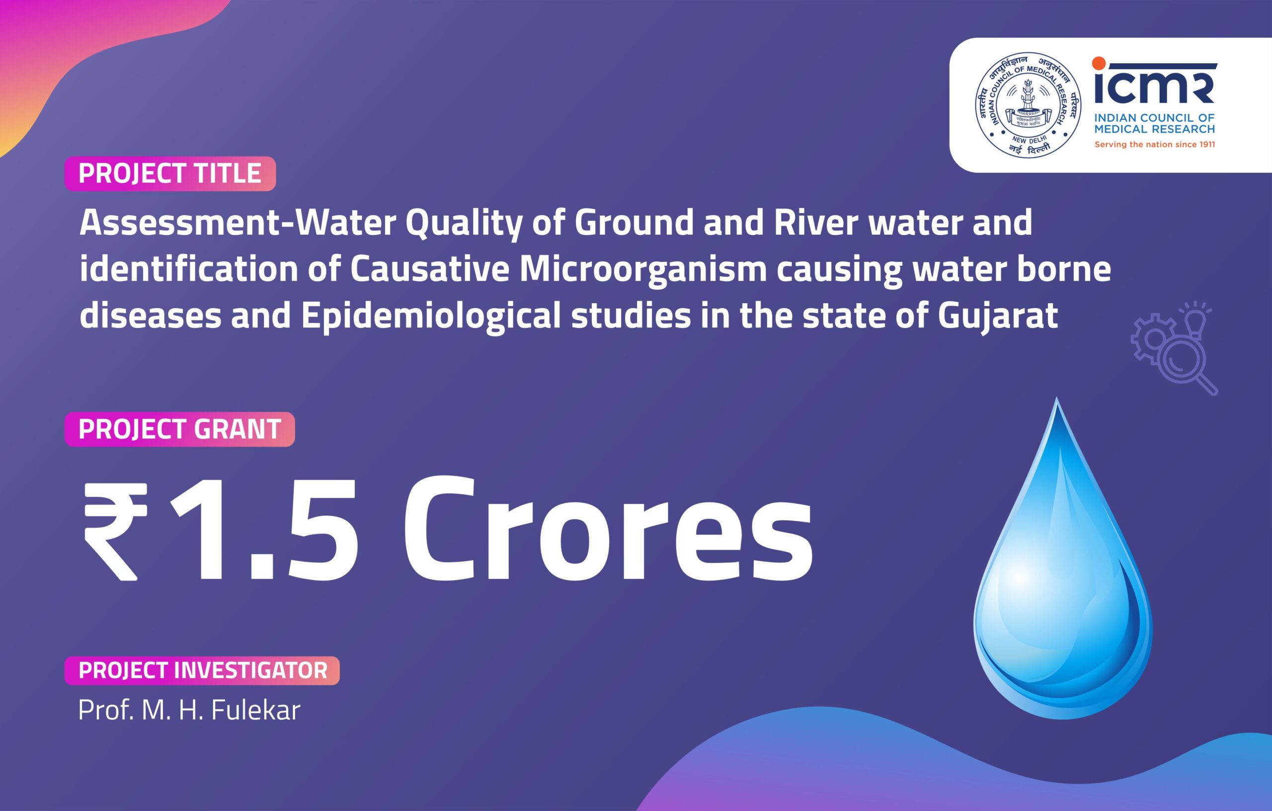 Water Quality of Ground and River water and identification of Causative Microorganism causing water borne diseases and Epidemiological studies in the state of Gujarat